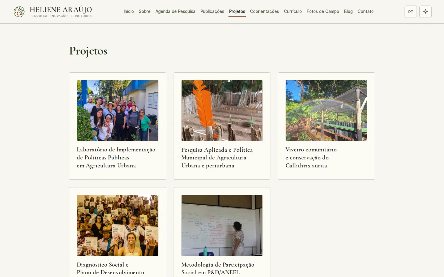 Galeria de projetos de pesquisa